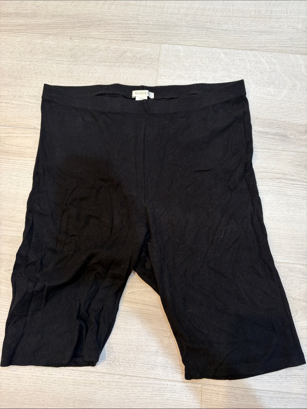 Bozzolo Black Ribbed Bike Shorts